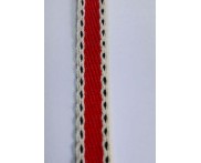 Cadarço 10 mm MS - Fundo Cru / Listra Vermelho / Pes. Marinho - 50 metros